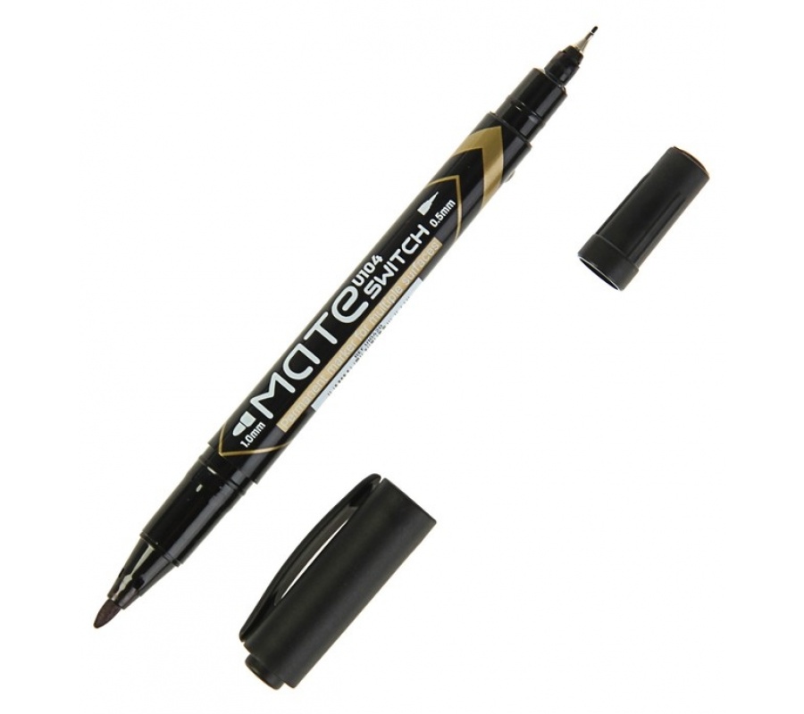 Маркер перманентный Deli, двусторонний, черный U10420