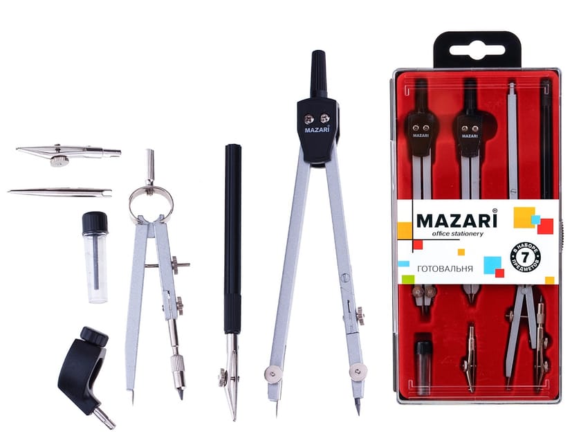 Готовальня Mazari M-4508, 7 предметов от интернет-магазина kancelyar.by