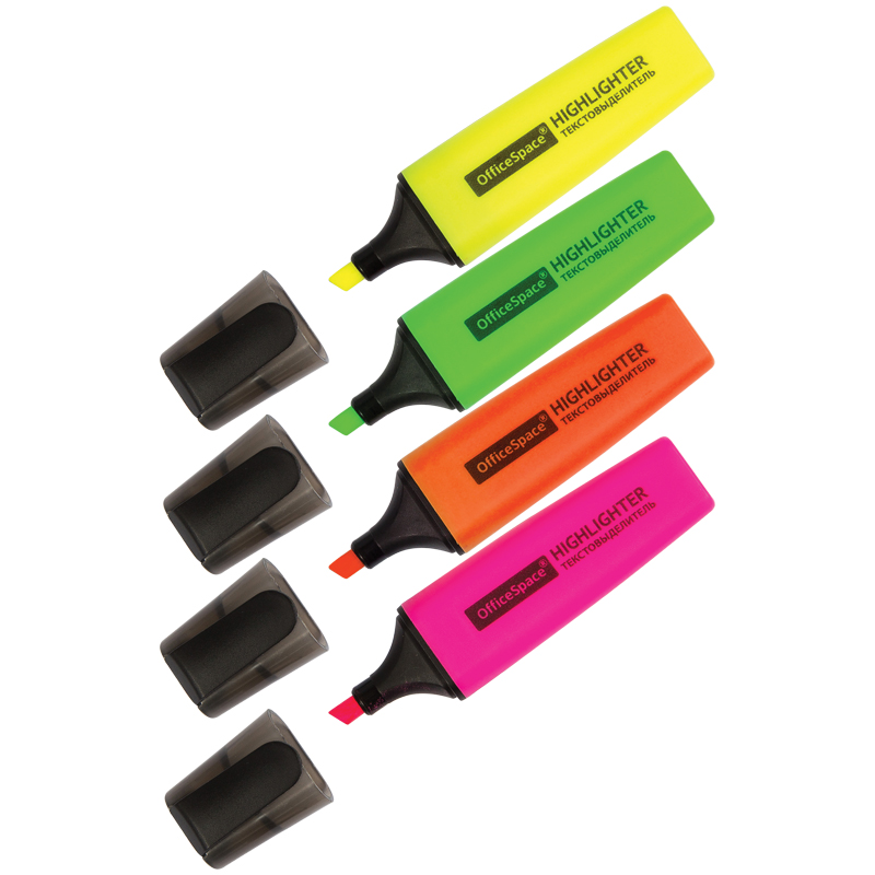 Набор текстовыдилителей OfficeSpace, 4цв., 1-5мм