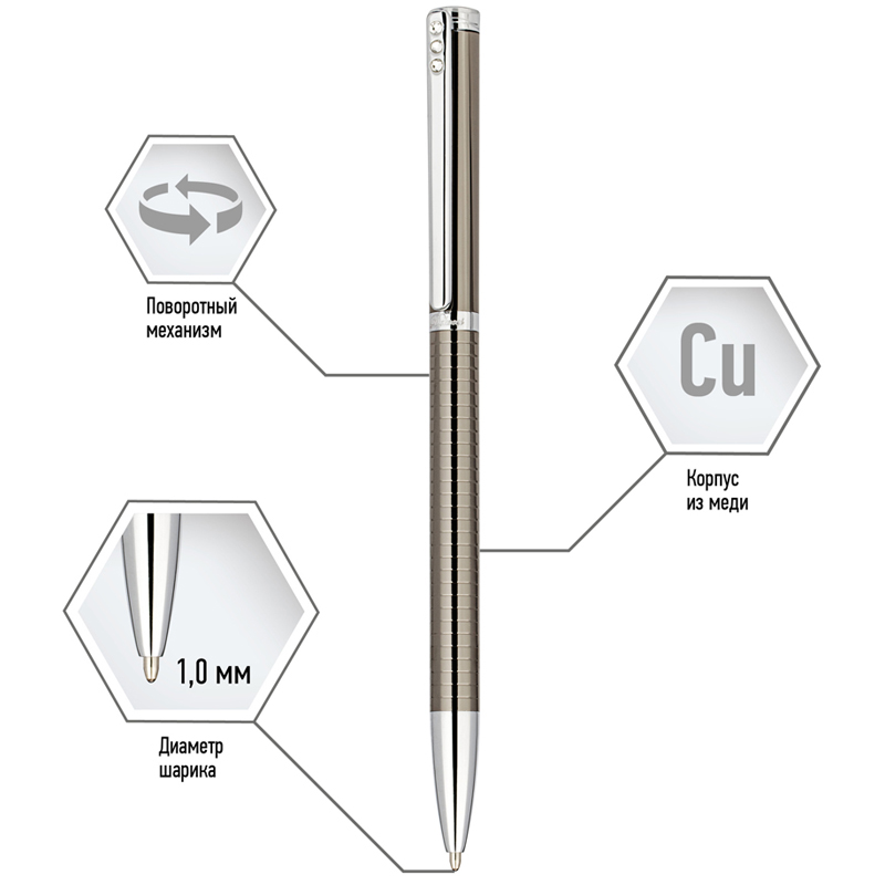 Ручка шарик. автом. "Stella" Delucci, металл/серебро