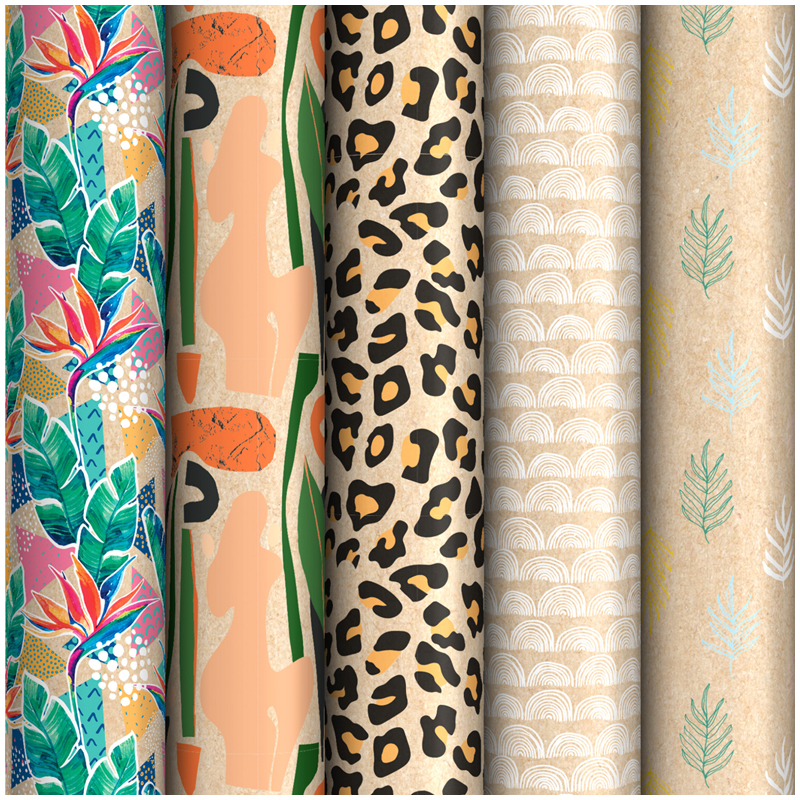 Бумага упачковочная крафт, "Trendy", 70*100см, 5 дизайнов