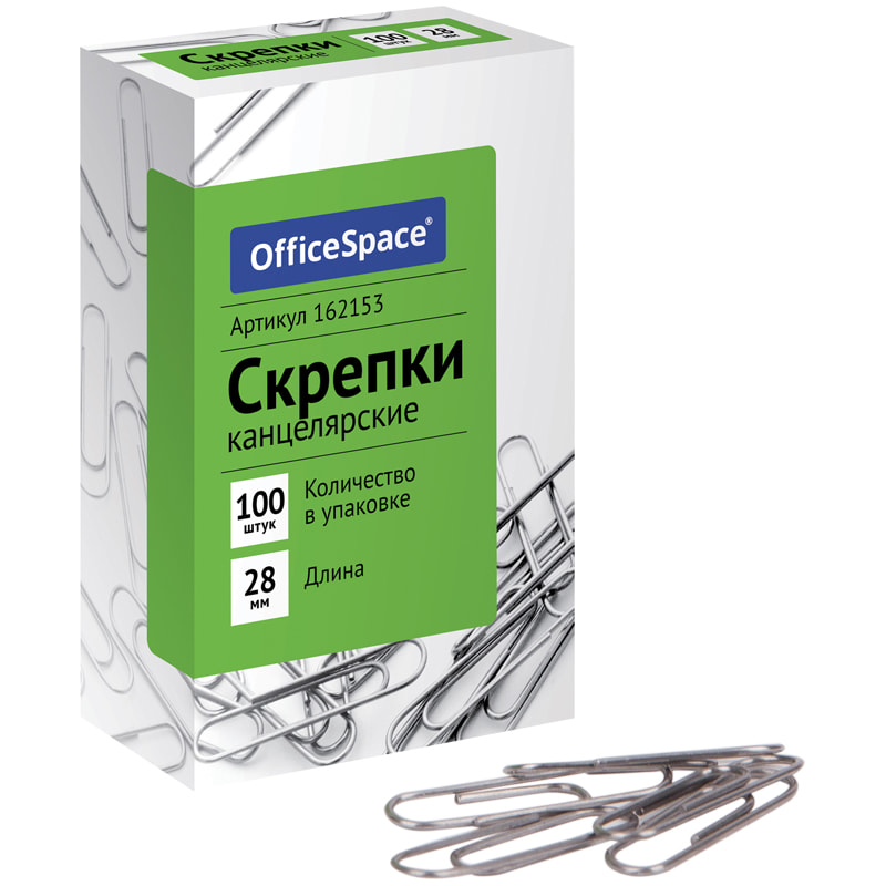 Скрепки 28мм, OfficeSpace, 100шт