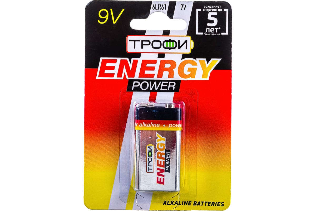 Батарейка "крона" Трофи, алкалиновая