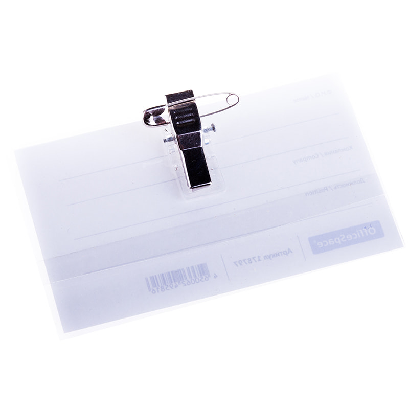 Бейдж 57*90мм OfficeSpace, с клипсой и булавкой