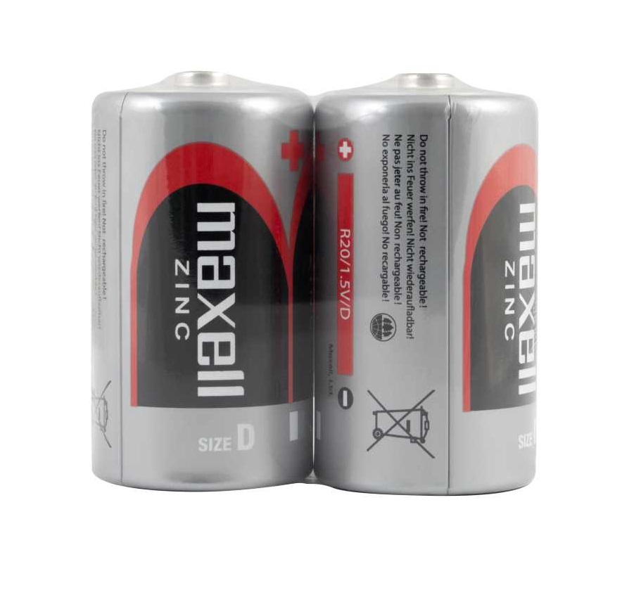Батарейка LR20 Maxell, цинк