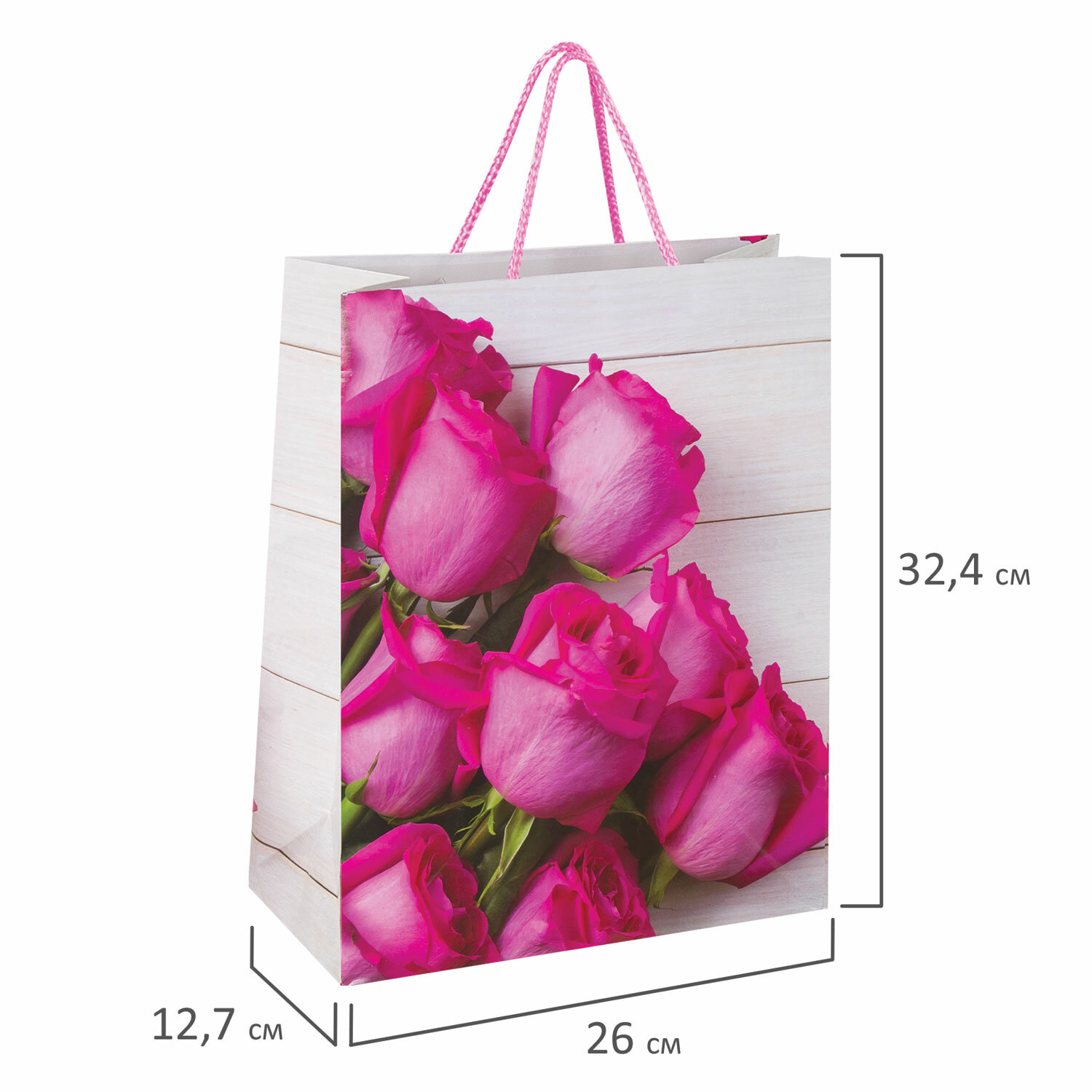 Пакет подарочный, "Розовые розы", бумажный от интернет-магазина kancelyar.by