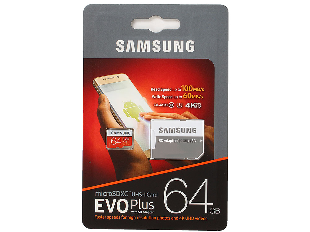 Карта памяти 64Gb Samsung EVO Plus, microSDHC от интернет-магазина kancelyar.by