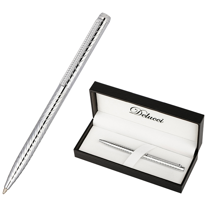 Ручка шарик. автом. "Argento" Delucci, металл/серебро