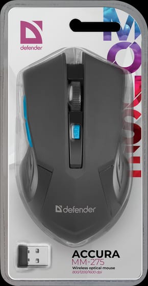 Мышь Defender Accura ММ-275, беспроводная, синяя от интернет-магазина kancelyar.by