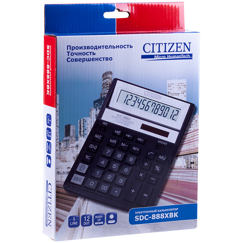 Калькулятор Citizen SDC-888XBK от интернет-магазина kancelyar.by