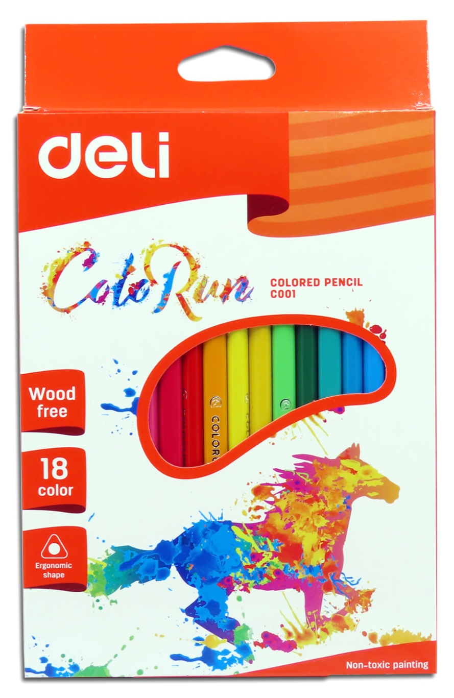 Карандаши цв. 18цв. "Color Run", треуг., Deli от интернет-магазина kancelyar.by