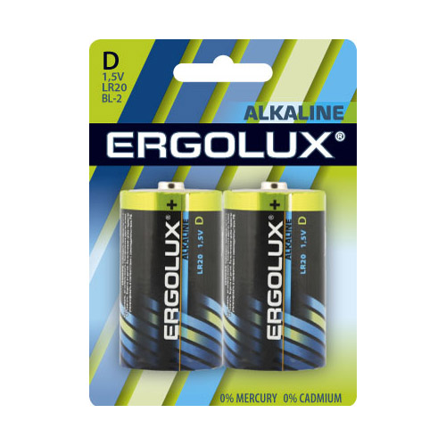Батарейка LR20 Ergolux, алкалайн