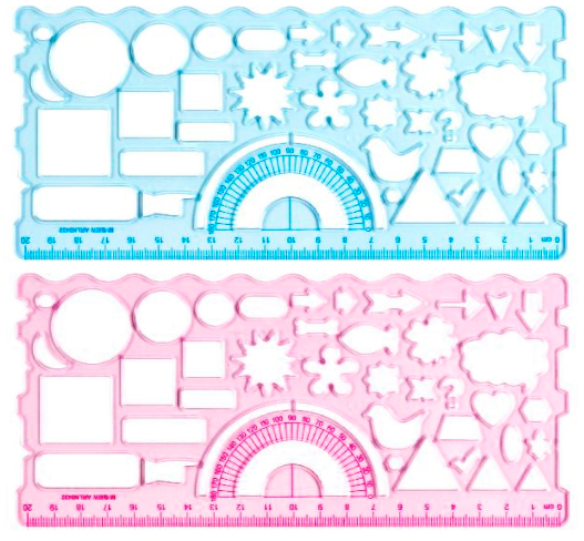 Трафарет геометрический 20см с транспортиром