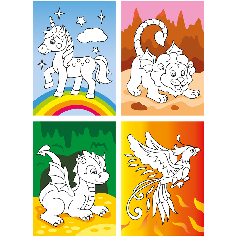 Раскраска "Сказочные животные"в папке, 4л