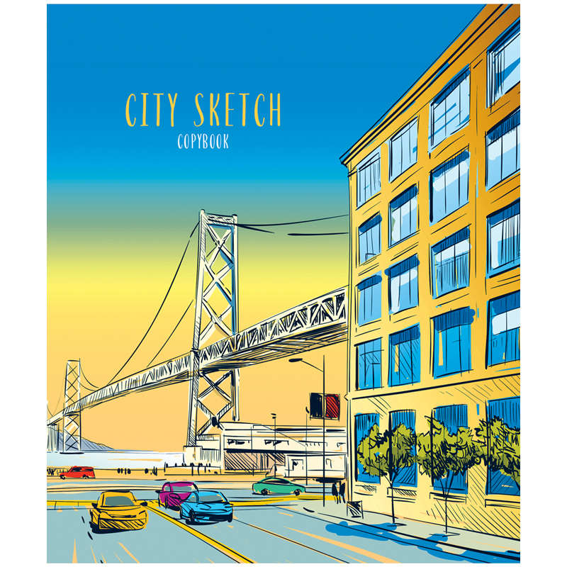 Тетрадь 96л. "Путешествия. City sketch", клетка