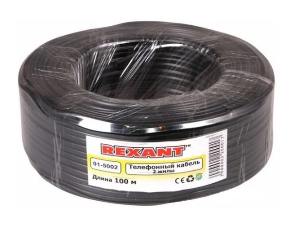 Кабель телефонный 2 жилы, Rexant