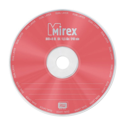 Диск DVD+R Mirex, 8,5GB, двухслойный в слиме
