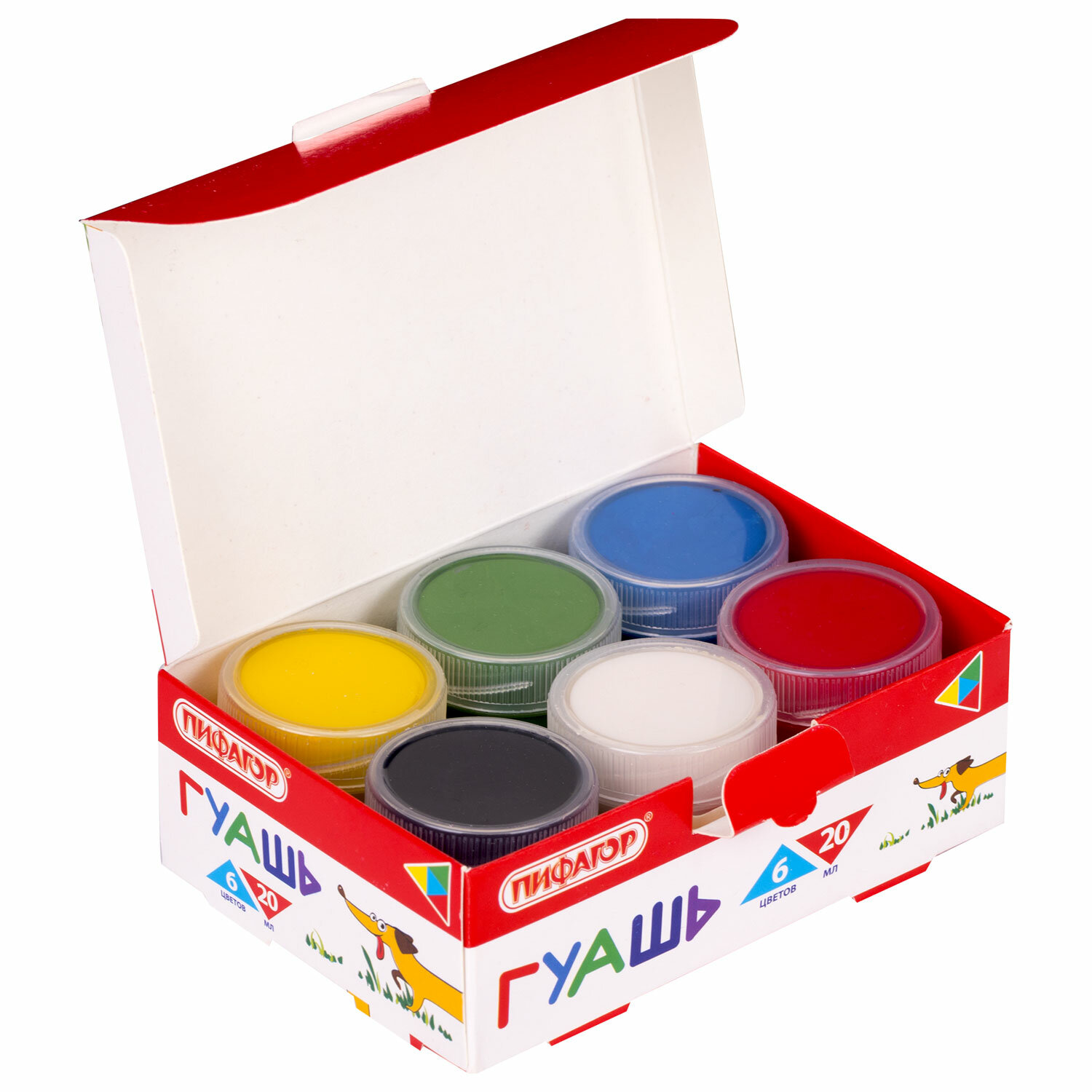 Гуашь 6цв. "Веселая такса", Пифагор