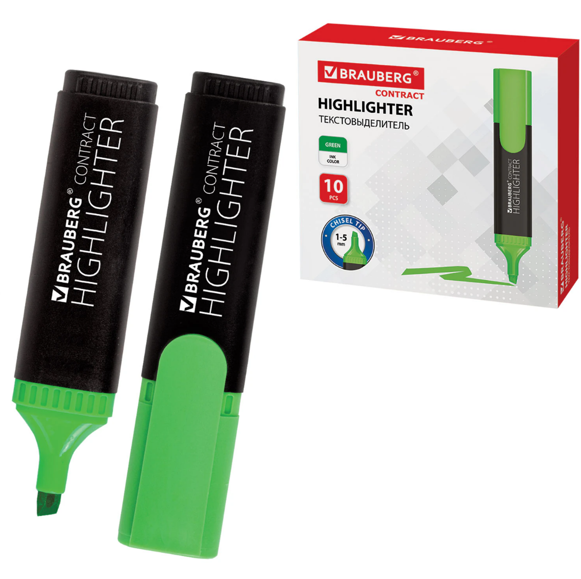 Текстовыдилитель Brauberg "Contact", зеленый