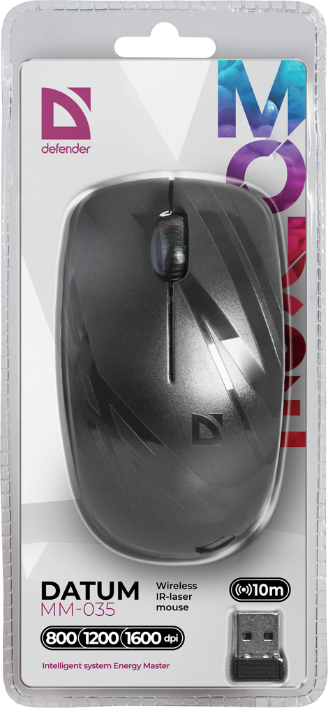 Мышь Defender Datum ММ-035, беспроводная, черная