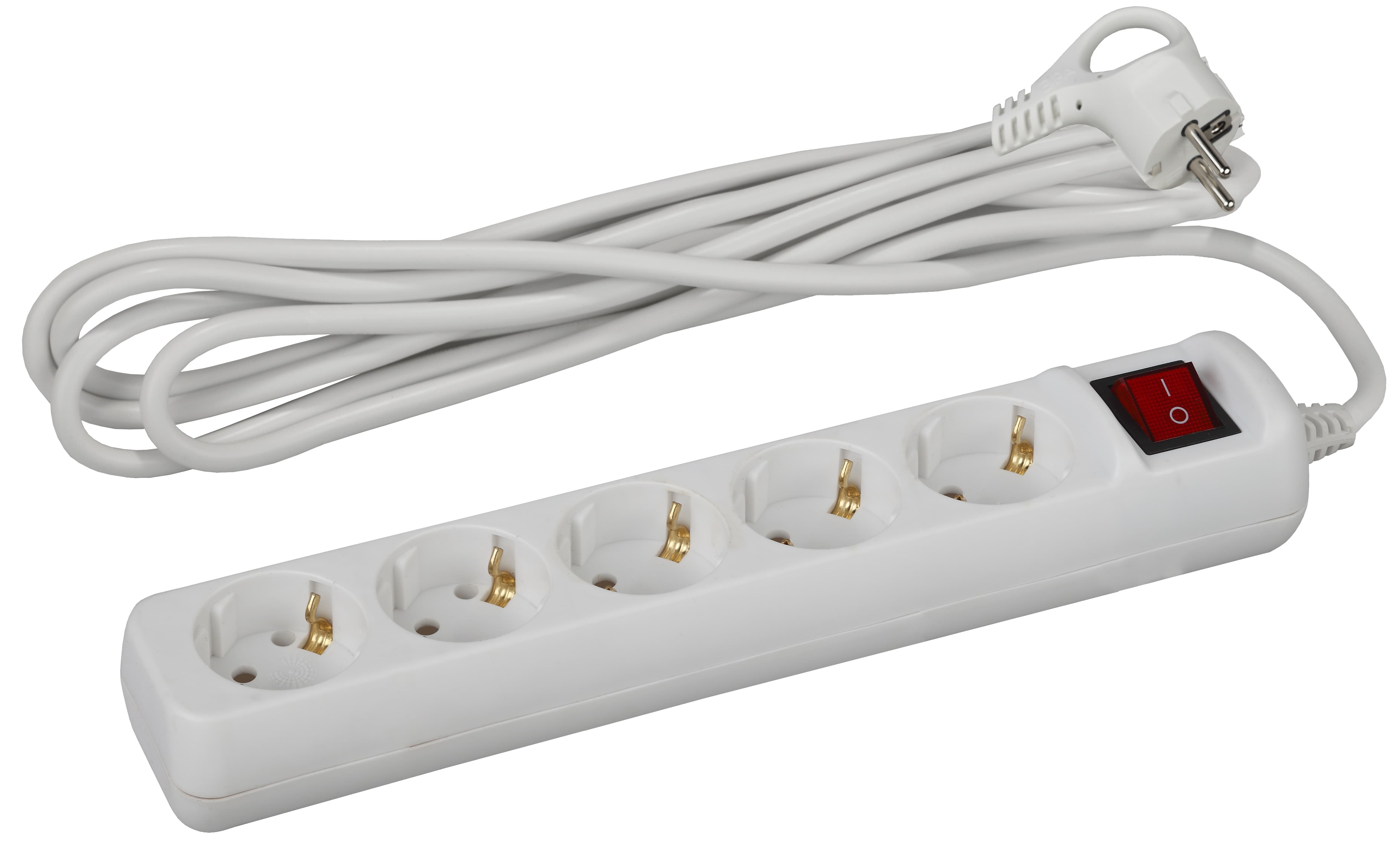 Сетевой фильтр ЭРА 3,0м, 5 розеток, белый