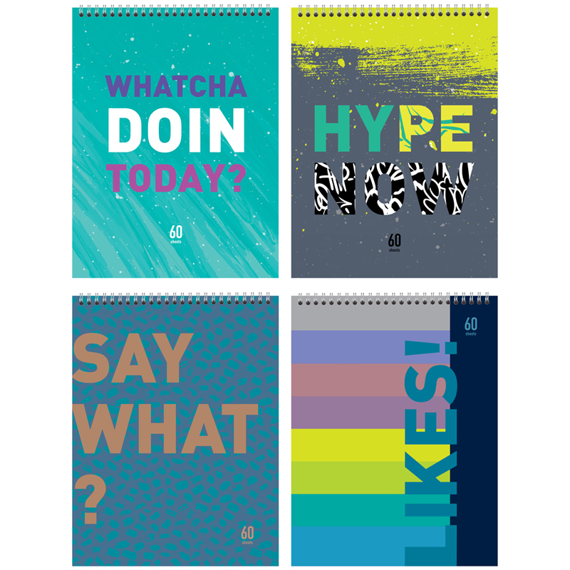 Блокнот А5 60л. "Hype now", спираль, BG