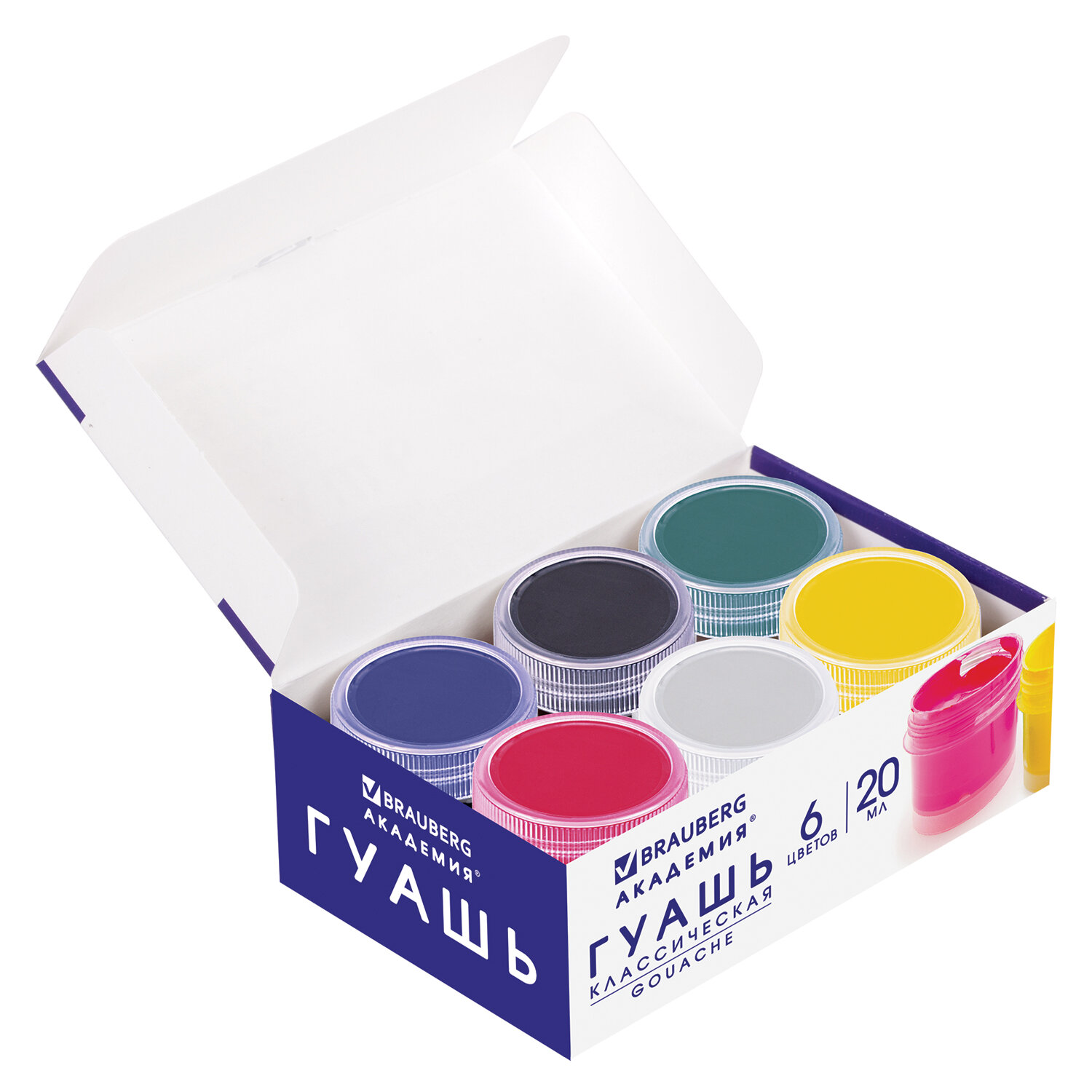 Гуашь 6цв. "Академия классическая", Brauberg