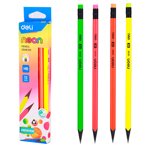 Карандаш "Neon" U54600 Deli, треугольный, HB