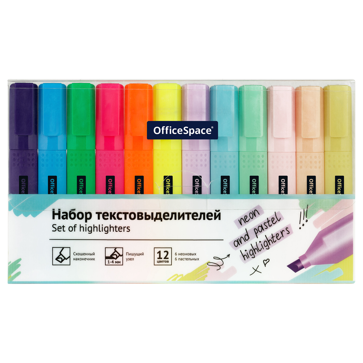 Набор текстовыдилителей, Officespace  12цв. от интернет-магазина kancelyar.by