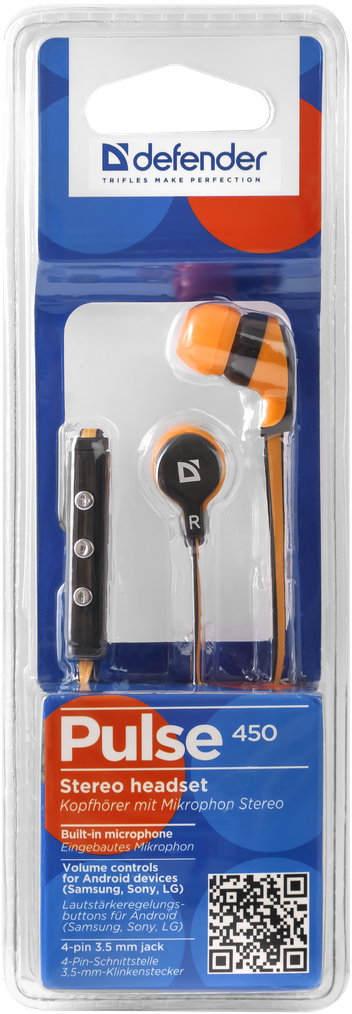 Наушники Defender Pulse 455 с микрофоном, зеленые