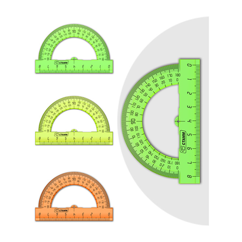 Транспортир 8см, 180 градусов, NEON Crystal