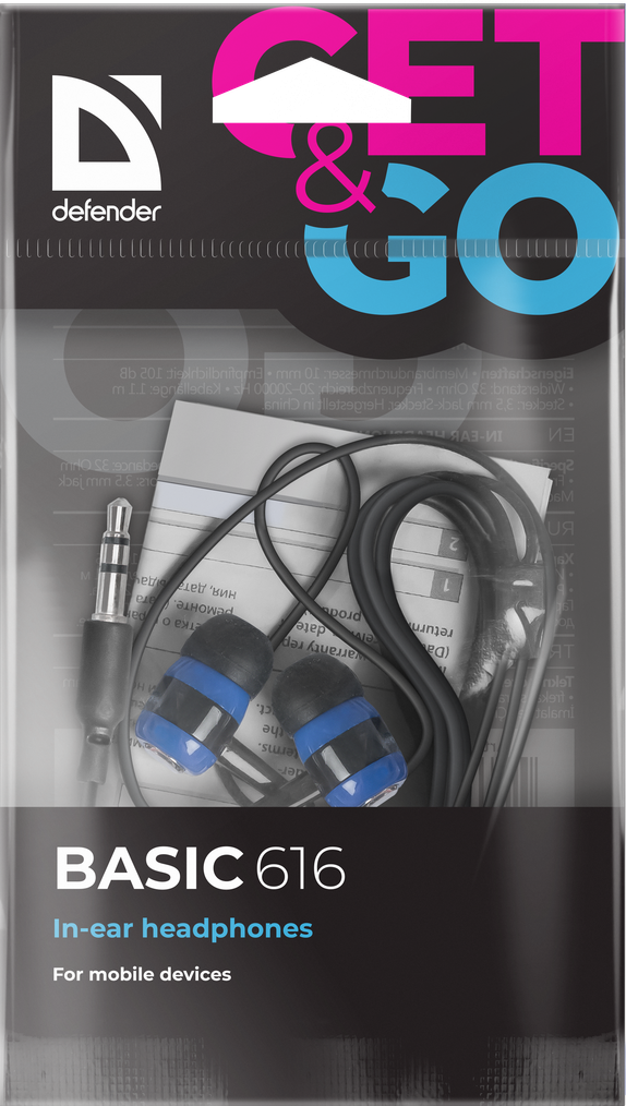Наушники Defender Basic 616, черно-синие