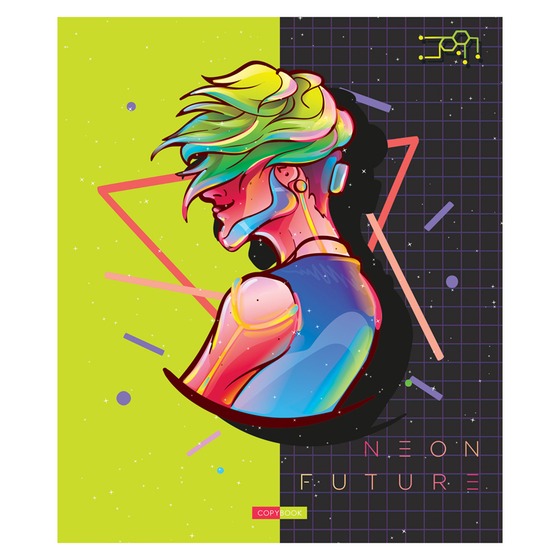 Тетрадь 96л. "Рисунки. Neon future", клетка