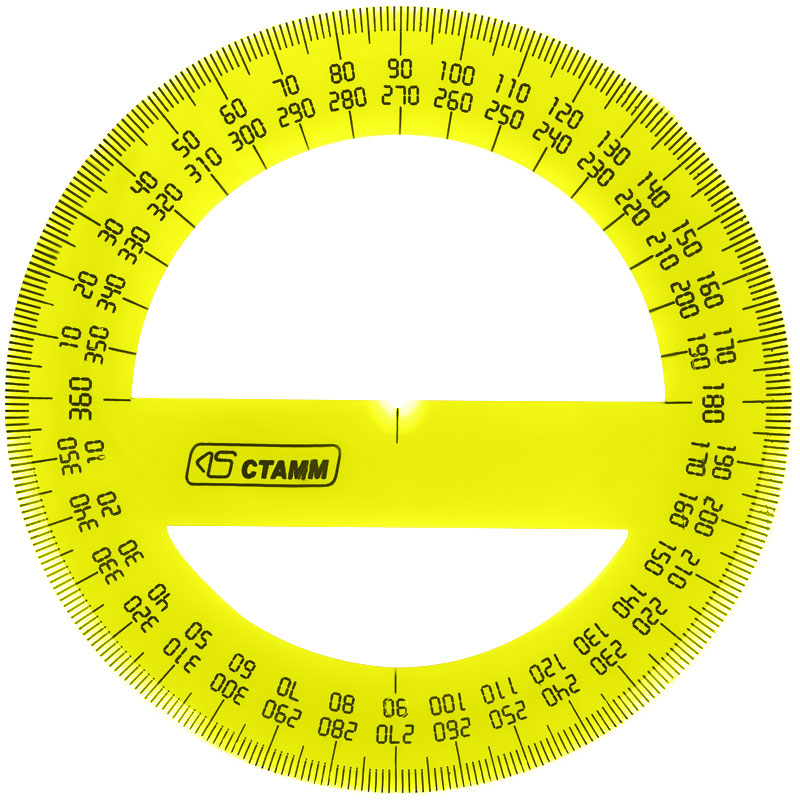 Транспортир 10см, 360 градусов, СТАММ